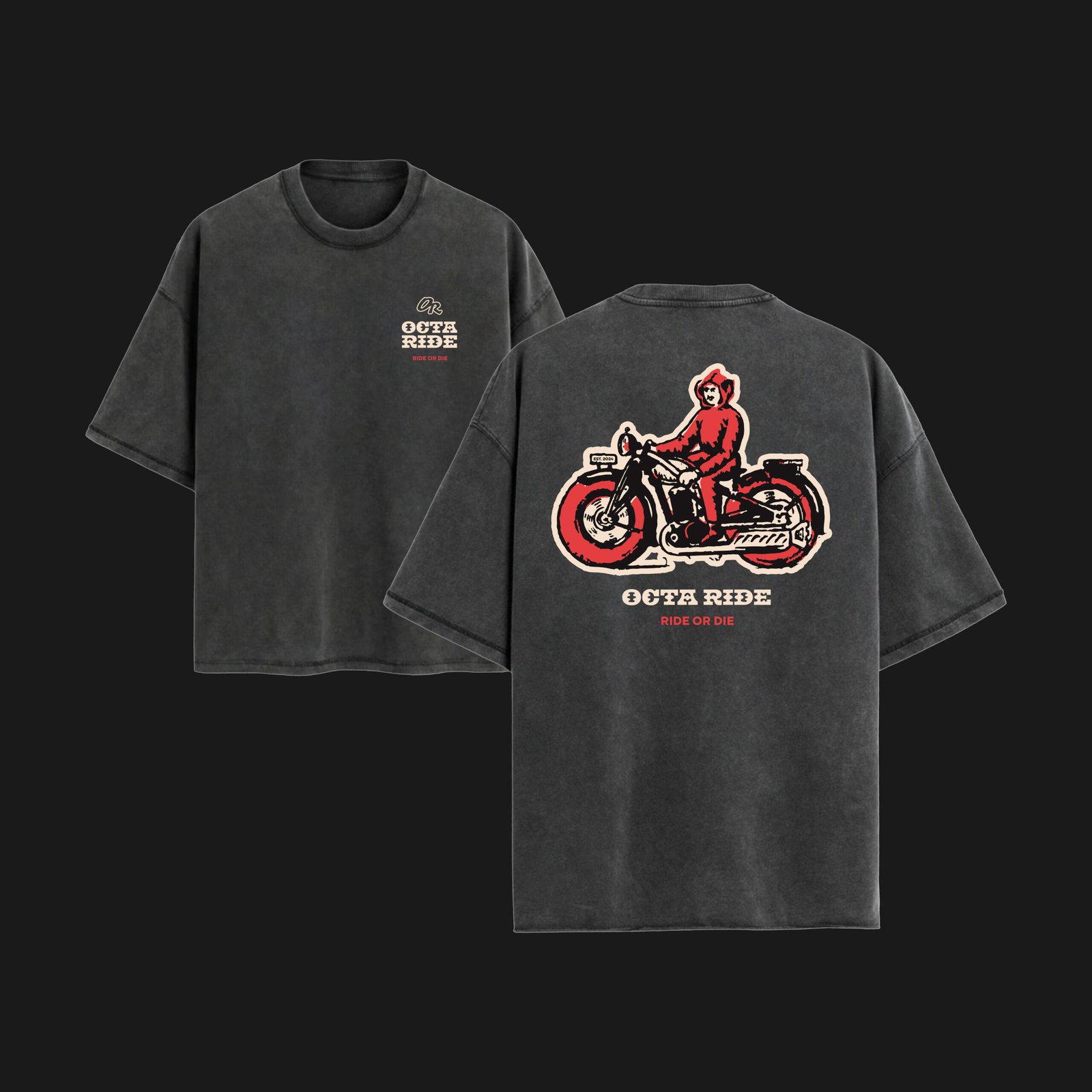 Octa Ride - RedBike Acid Wash Tee