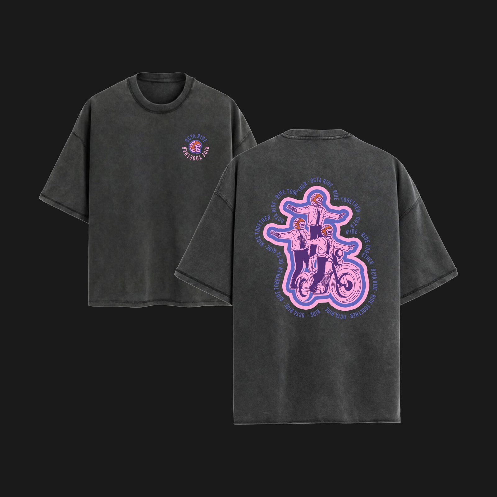 Octa Ride - Ride together Acid Wash Tee